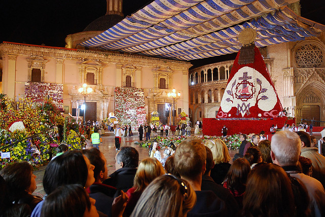 Offering during the fallas in Valencia