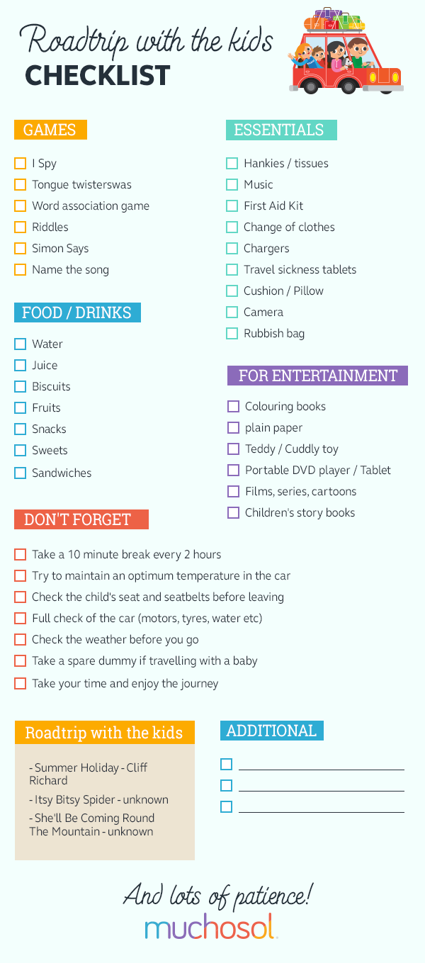 Road Trip Checklist Free Printable Road Trip Car Checklist to Prepare