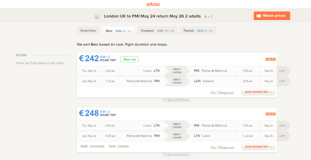 adioso flight comparison websites