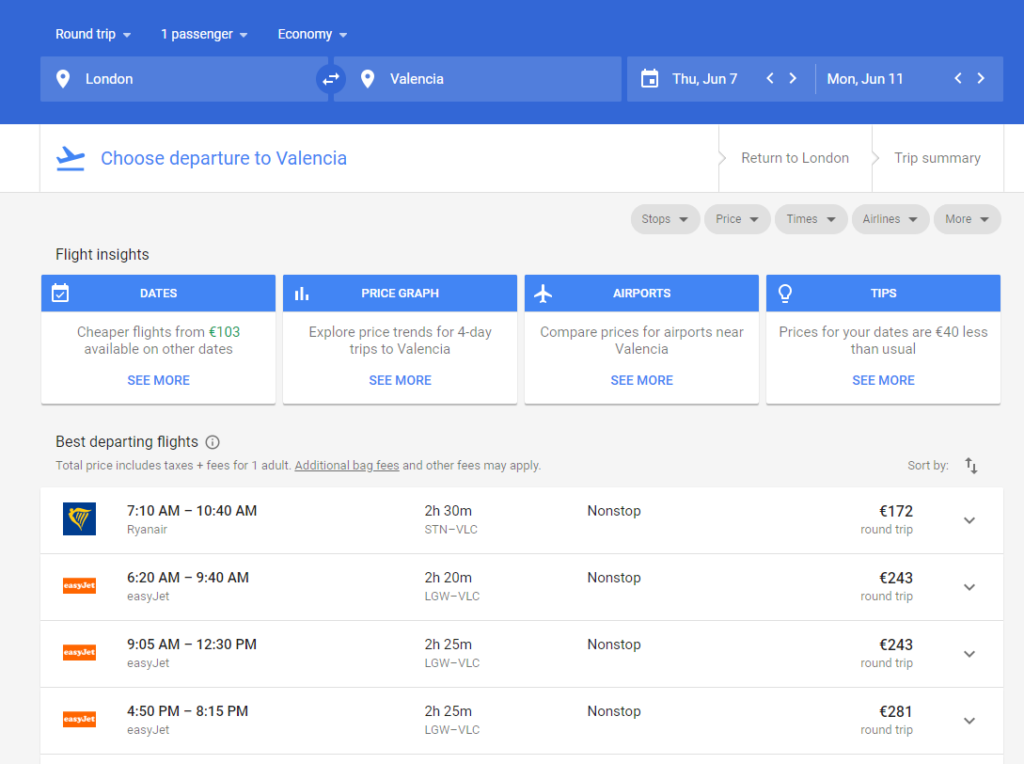 google flight comparison websites