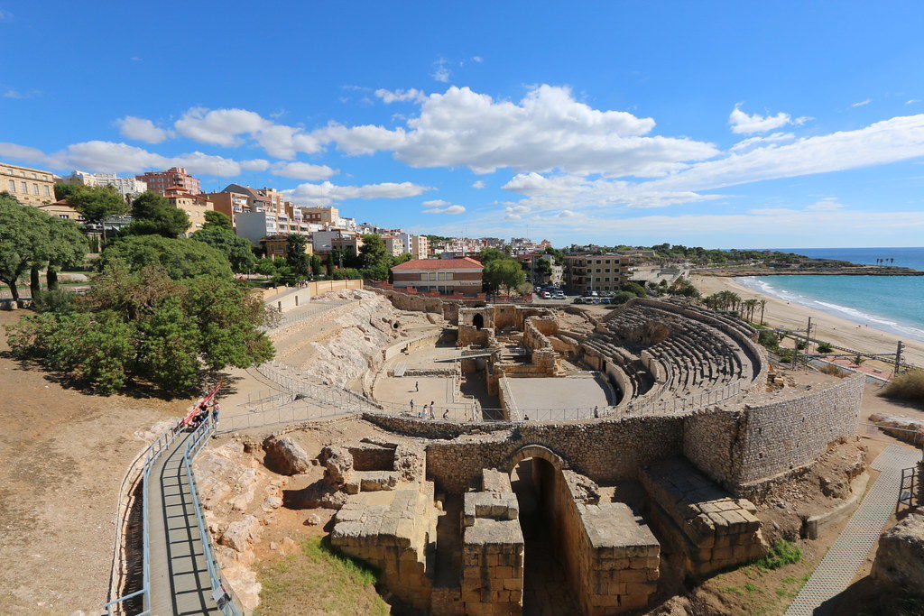 The Roman amphitheater in Tarragona overlooking The Mediterranean